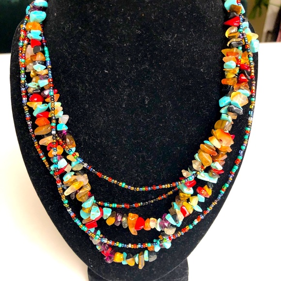 Navajo Multi Stone Chips Necklace - Picture 1 of 7